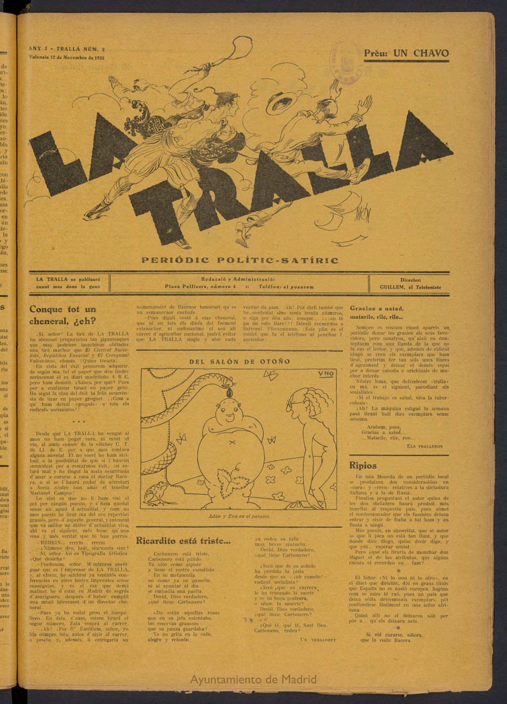 Miniatura de La tralla: periodic polític-satíric del 12 de noviembre de 1932
