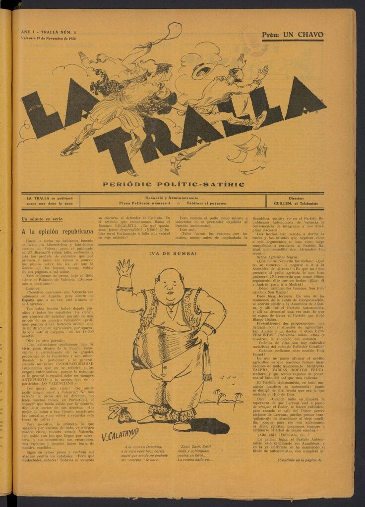 Miniatura de La tralla: periodic polític-satíric del 19 de noviembre de 1932
