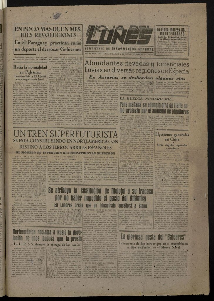 Miniatura de Hoja del Lunes (Almería. 1939) del 7 de marzo de 1919