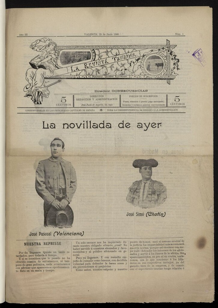 Miniatura de La Revista Taurina del 25 de junio de 1900
