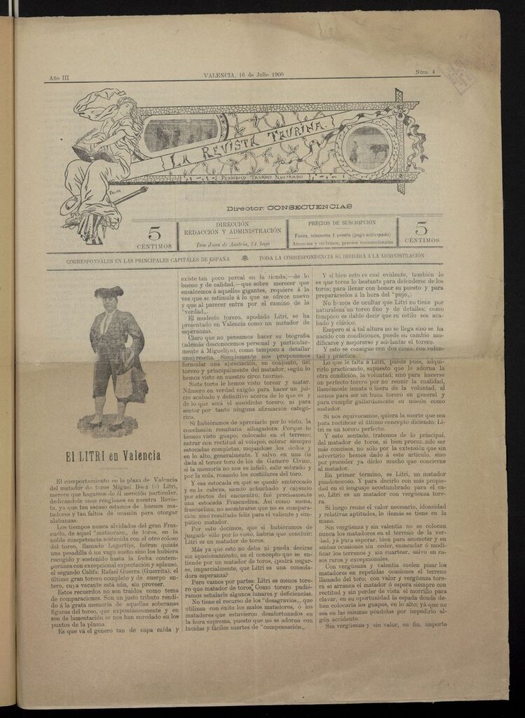 Miniatura de La Revista Taurina del 16 de julio de 1900