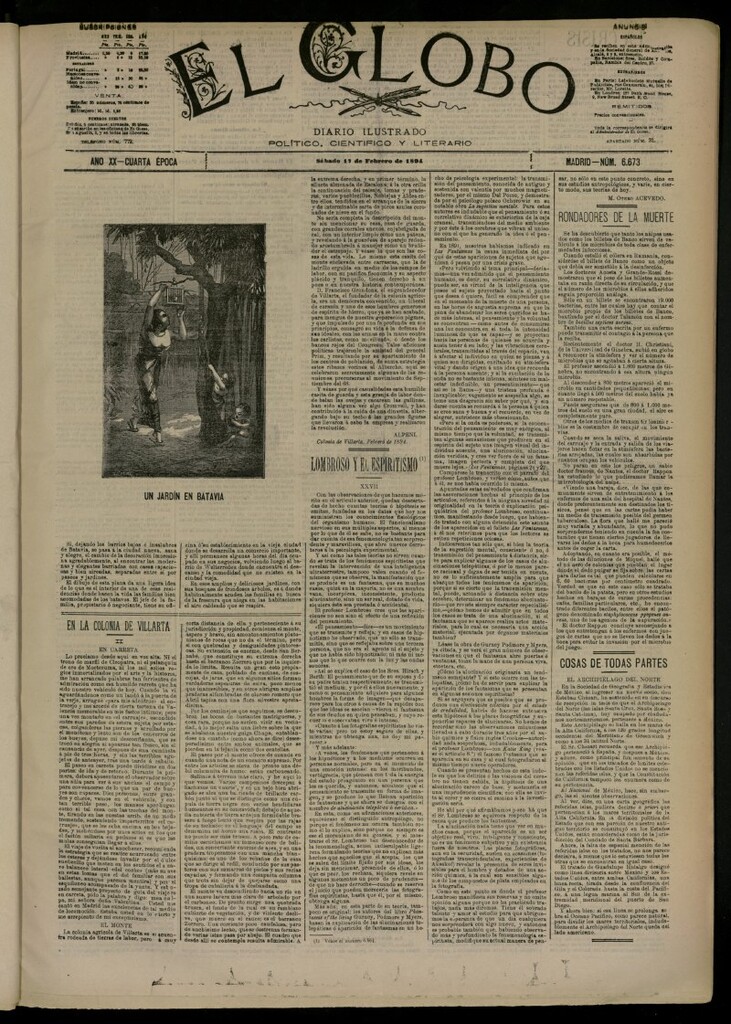Miniatura de El Globo : diario ilustrado del 17 de febrero de 1894, nº 6673