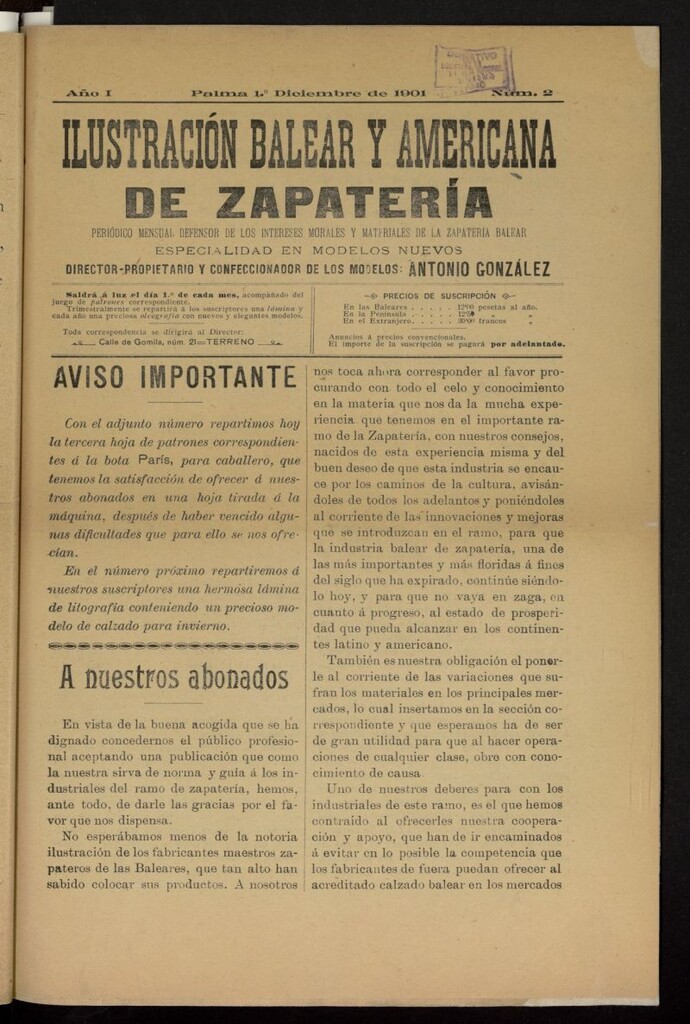 Miniatura de Ilustración Balear y Americana de Zapatería del 1 de diciembre de 1901