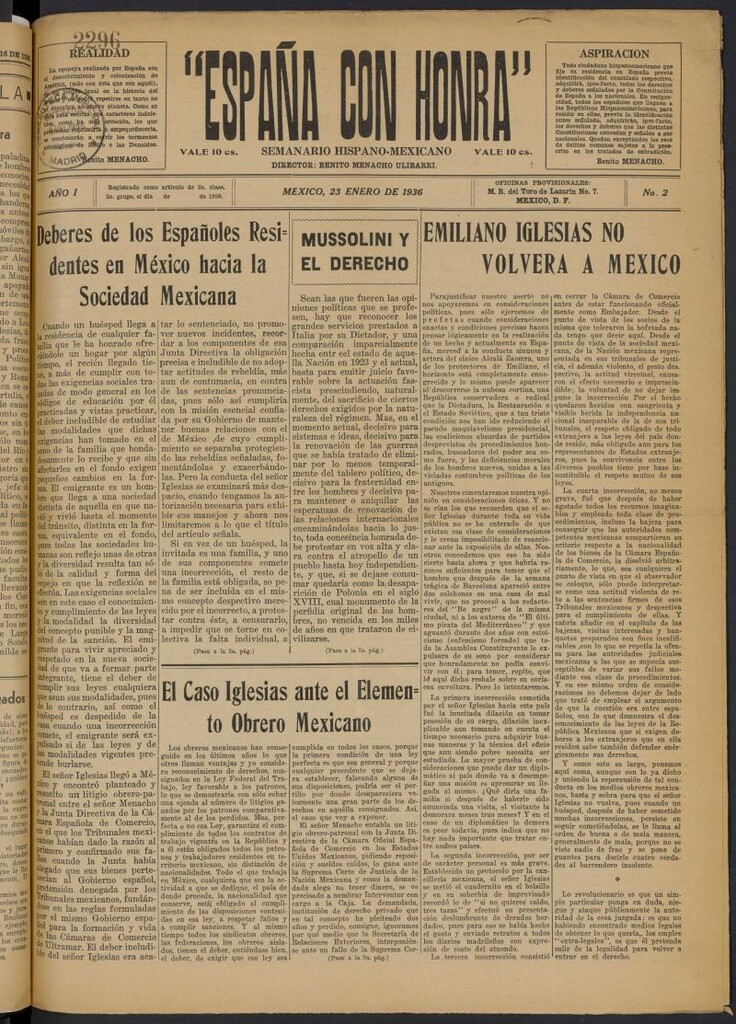 Miniatura de España con Honra del 23 de Enero de 1936