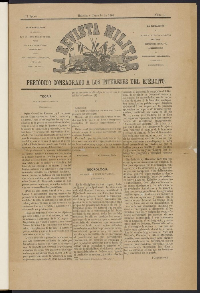 Miniatura de La Revista Militar: Periódico consagrado a los intereses del ejército del 14 de junio de 1868