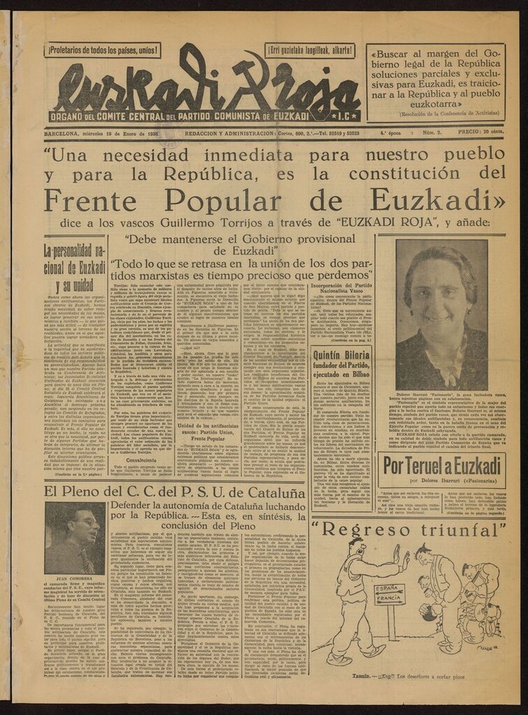 Miniatura de Euskadi Roja: semanario comunista del 19 de enero de 1938