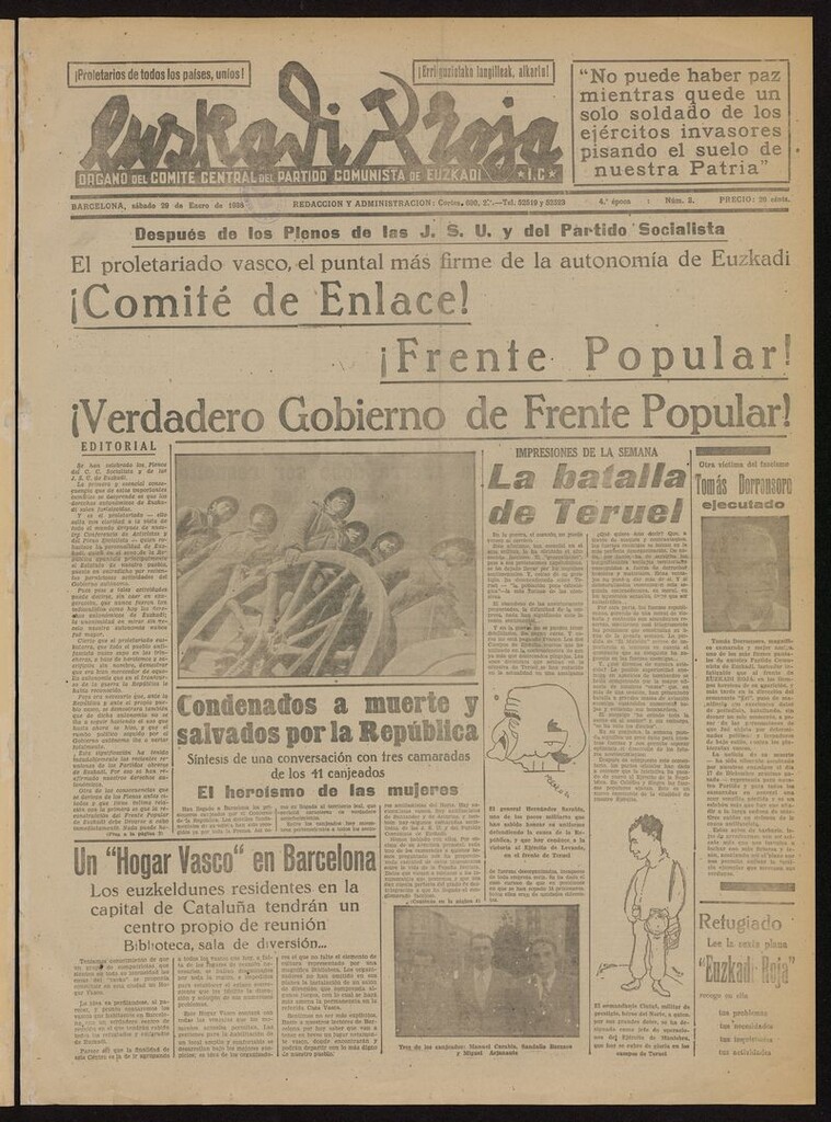 Miniatura de Euskadi Roja: semanario comunista del 29 de enero de 1938