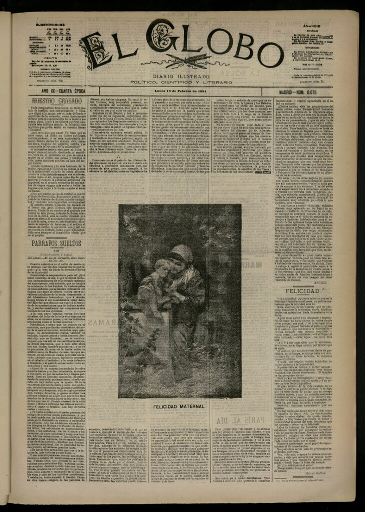 Miniatura de El Globo : diario ilustrado del 19 de febrero de 1894, nº 6675