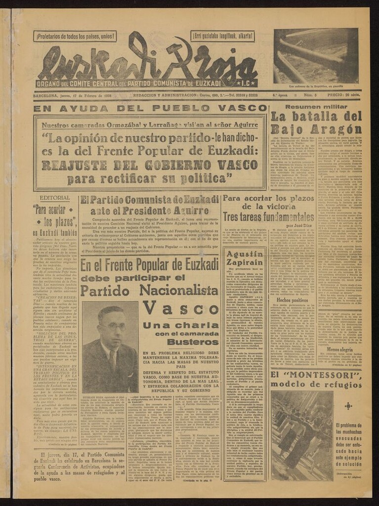 Miniatura de Euskadi Roja: semanario comunista del 17 de febrero de 1938