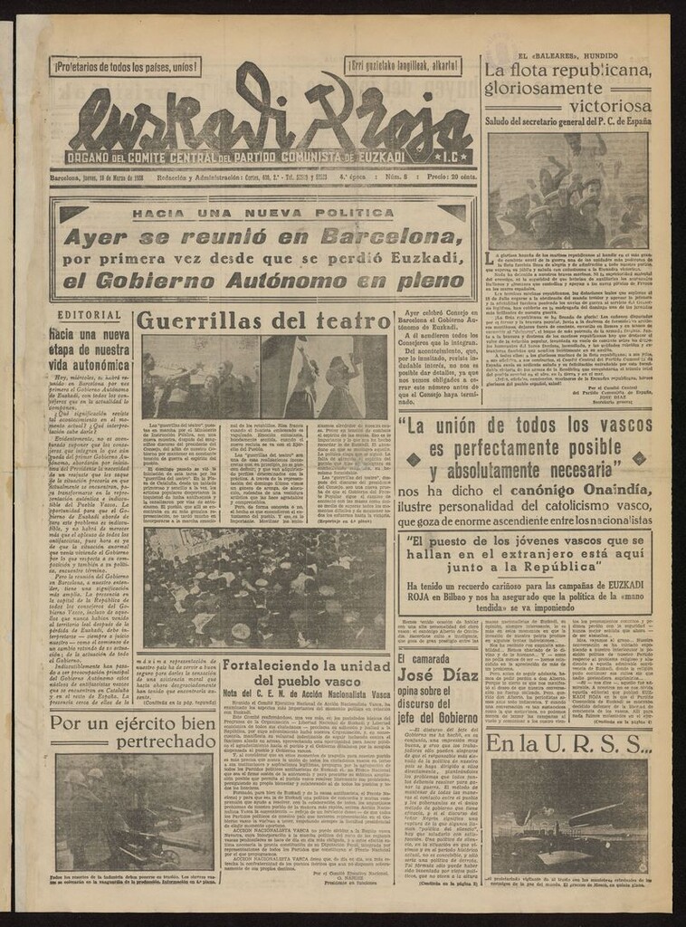 Miniatura de Euskadi Roja: semanario comunista del 10 de marzo de 1938
