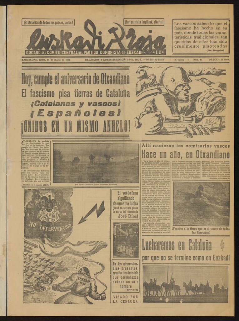 Miniatura de Euskadi Roja: semanario comunista del 31 de marzo de 1938