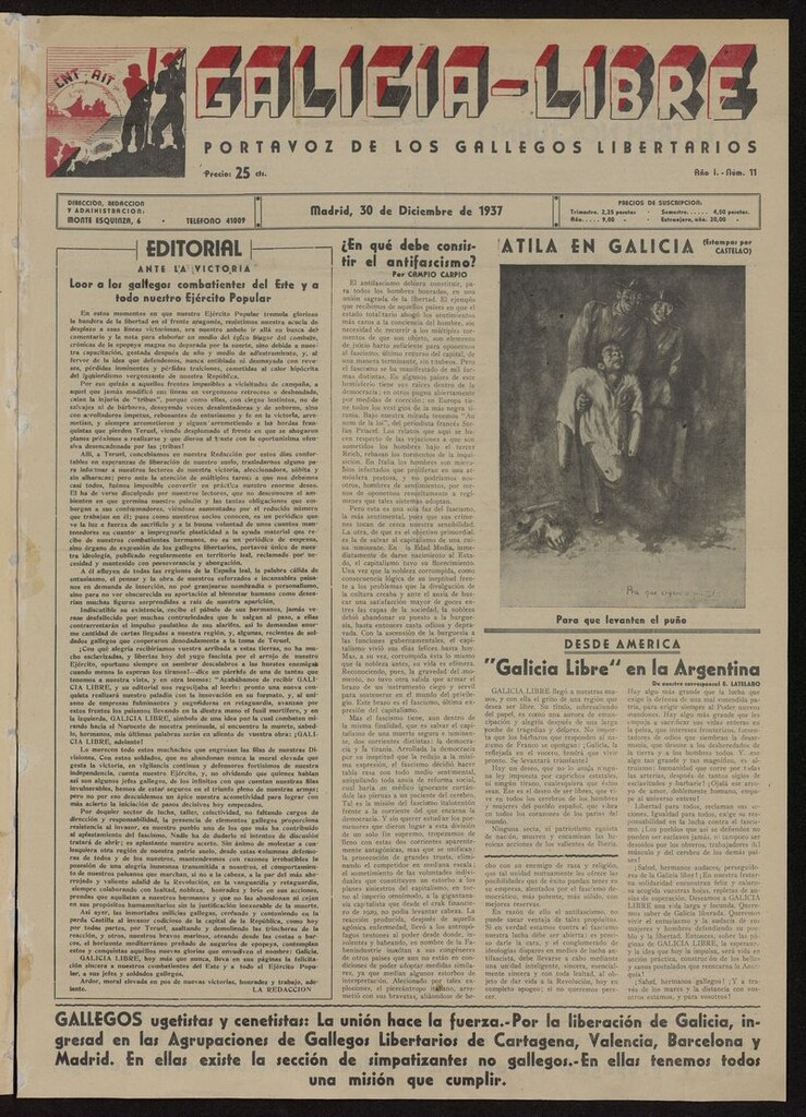 Miniatura de Galicia Libre del 10 de enero de 1938