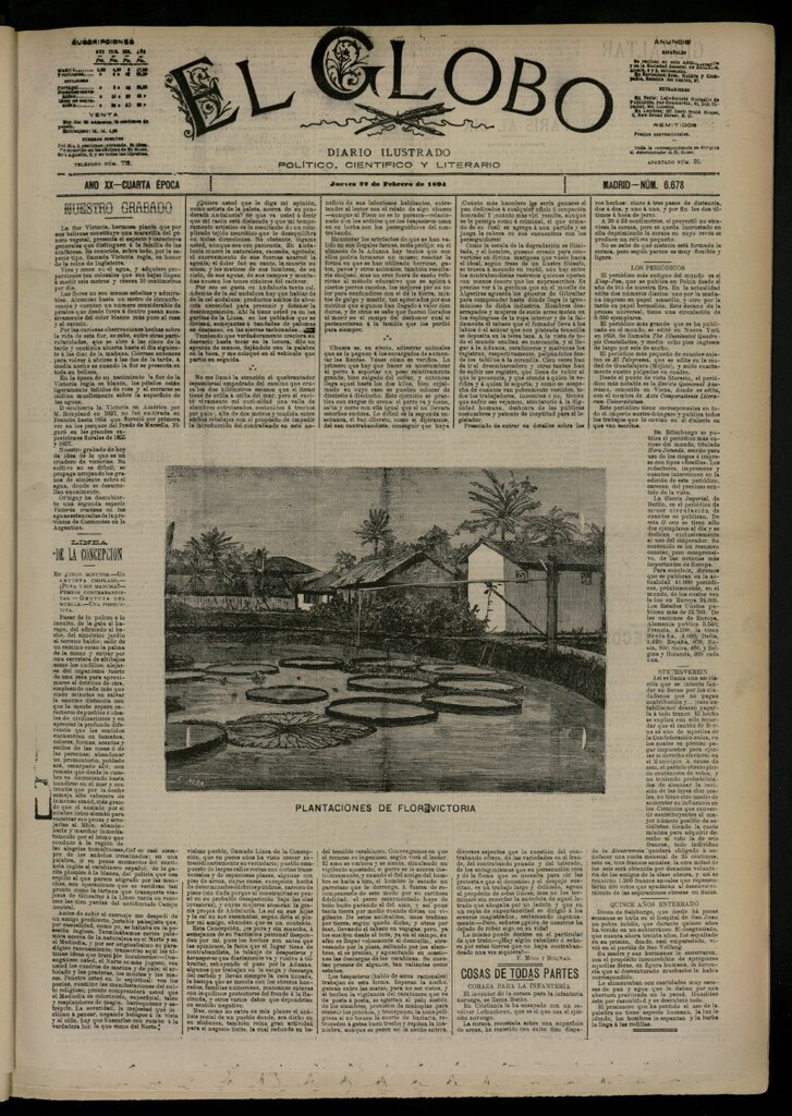 Miniatura de El Globo : diario ilustrado del 22 de febrero de 1894, nº 6678