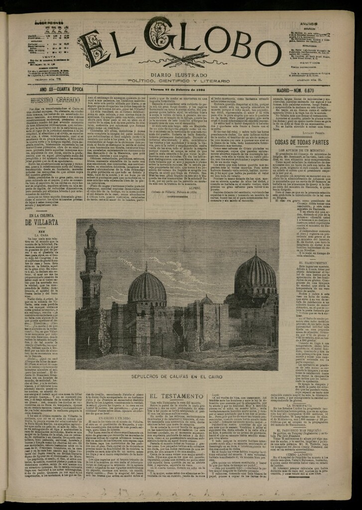 Miniatura de El Globo : diario ilustrado del 23 de febrero de 1894, nº 6679