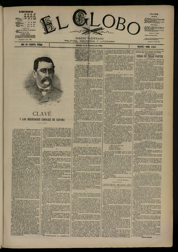 Miniatura de El Globo : diario ilustrado del 24 de febrero de 1894, nº 6680
