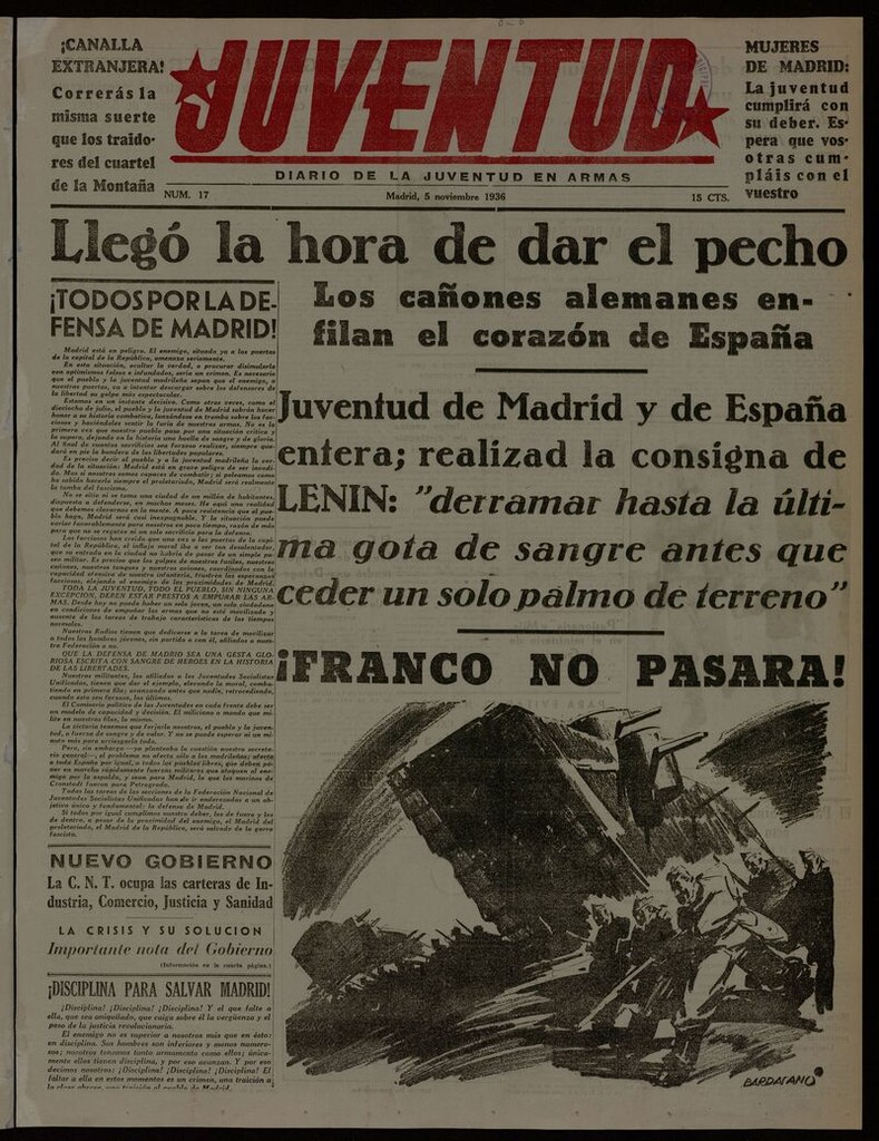 Miniatura de Juventud: diario de la juventud en armas del 5 de noviembre de 1936