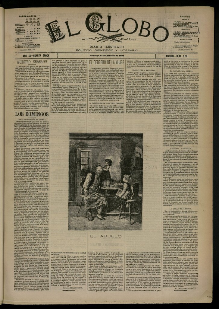 Miniatura de El Globo : diario ilustrado del 25 de febrero de 1894, nº 6681