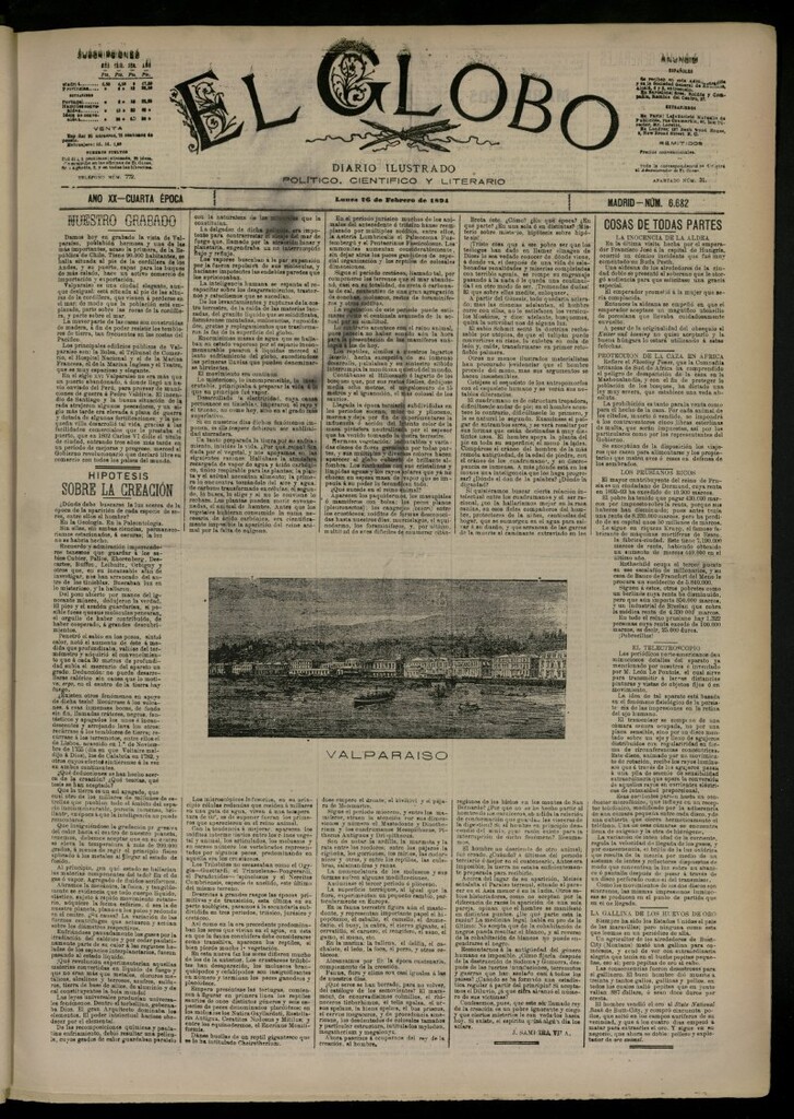 Miniatura de El Globo : diario ilustrado del 26 de febrero de 1894, nº 6682