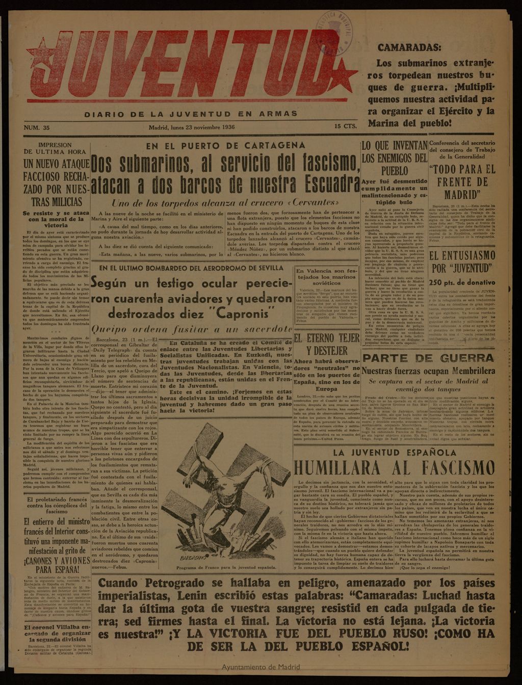 Miniatura de Juventud: diario de la juventud en armas del 23 de noviembre de 1936
