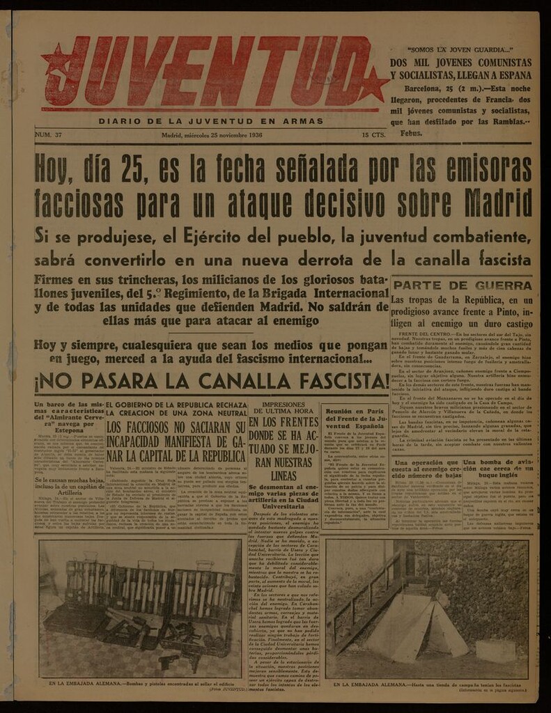 Miniatura de Juventud: diario de la juventud en armas del 25 de noviembre de 1936