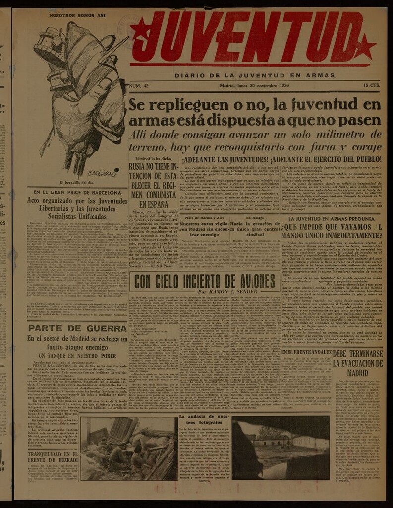 Miniatura de Juventud: diario de la juventud en armas del 30 de noviembre de 1936