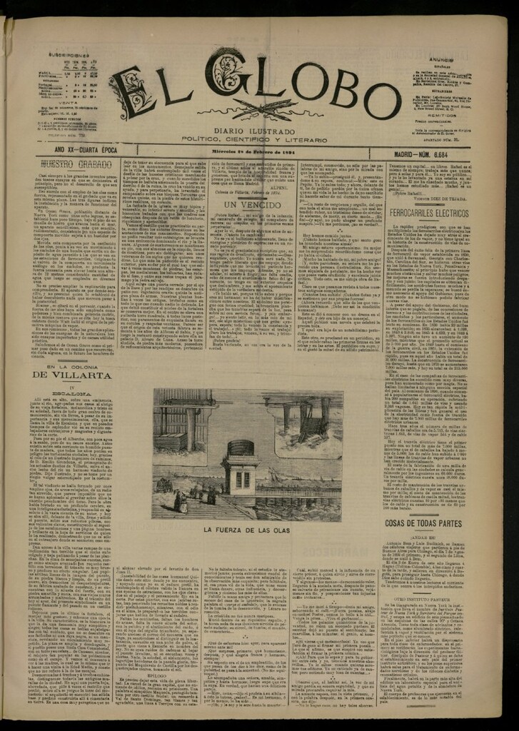 Miniatura de El Globo : diario ilustrado del 28 de febrero de 1894, nº 6684