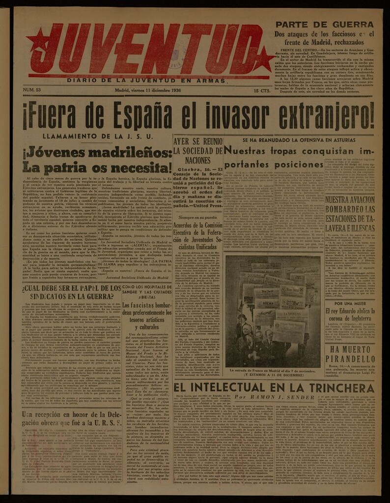 Miniatura de Juventud: diario de la juventud en armas del 11 de diciembre de 1936