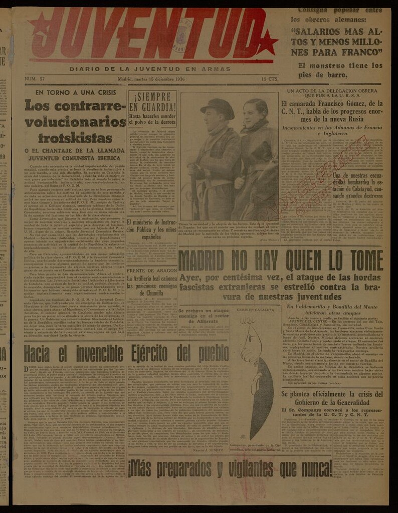 Miniatura de Juventud: diario de la juventud en armas del 15 de diciembre de 1936