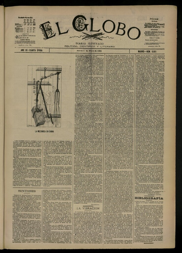 Miniatura de El Globo : diario ilustrado del 1 de marzo de 1894, nº 6685