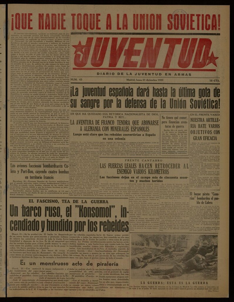 Miniatura de Juventud: diario de la juventud en armas del 21 de diciembre de 1936