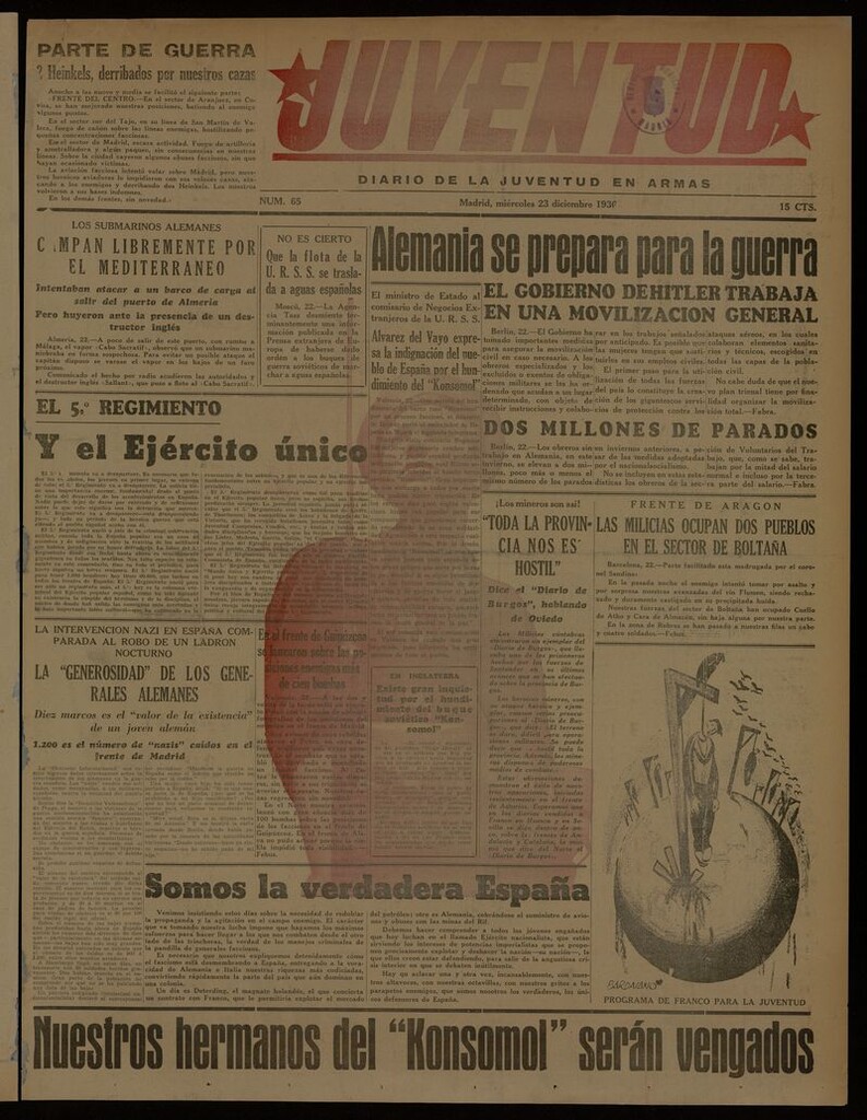 Miniatura de Juventud: diario de la juventud en armas del 23 de diciembre de 1936