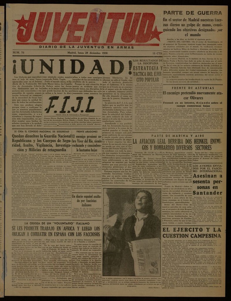 Miniatura de Juventud: diario de la juventud en armas del 28 de diciembre de 1936