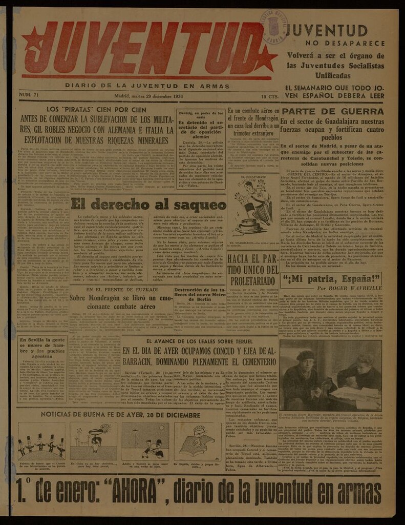 Miniatura de Juventud: diario de la juventud en armas del 29 de diciembre de 1936