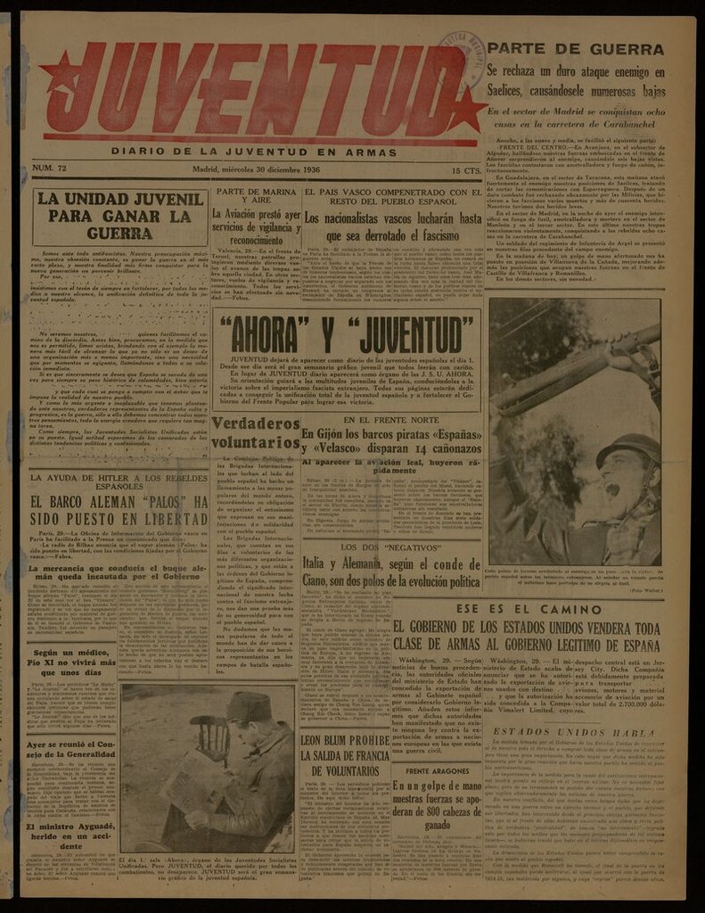 Miniatura de Juventud: diario de la juventud en armas del 30 de diciembre de 1936