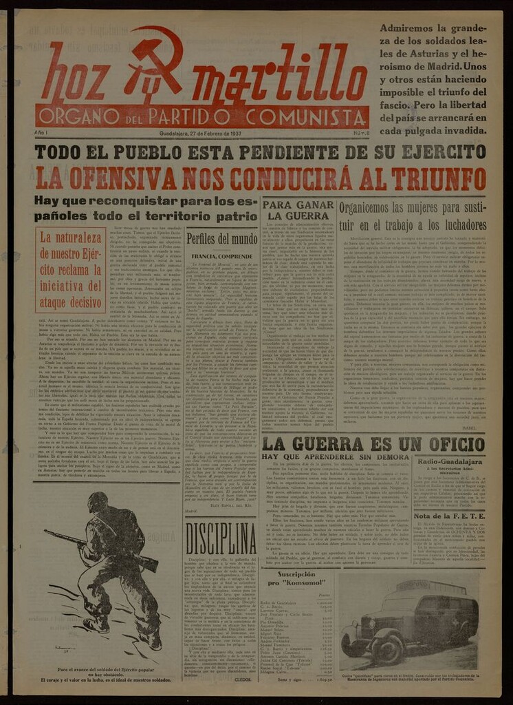 Miniatura de Hoz y Martillo (Guadalajara, 1937-1938) del 27 de febrero de 1937