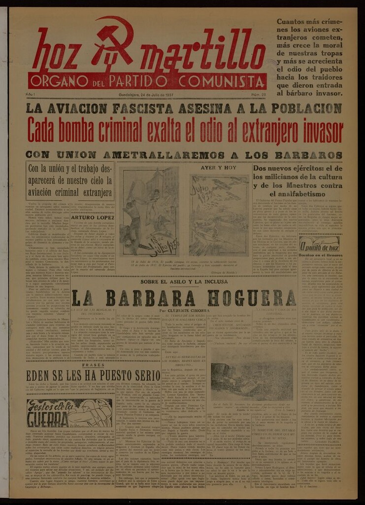 Miniatura de Hoz y Martillo (Guadalajara, 1937-1938) del 24 de julio de 1937