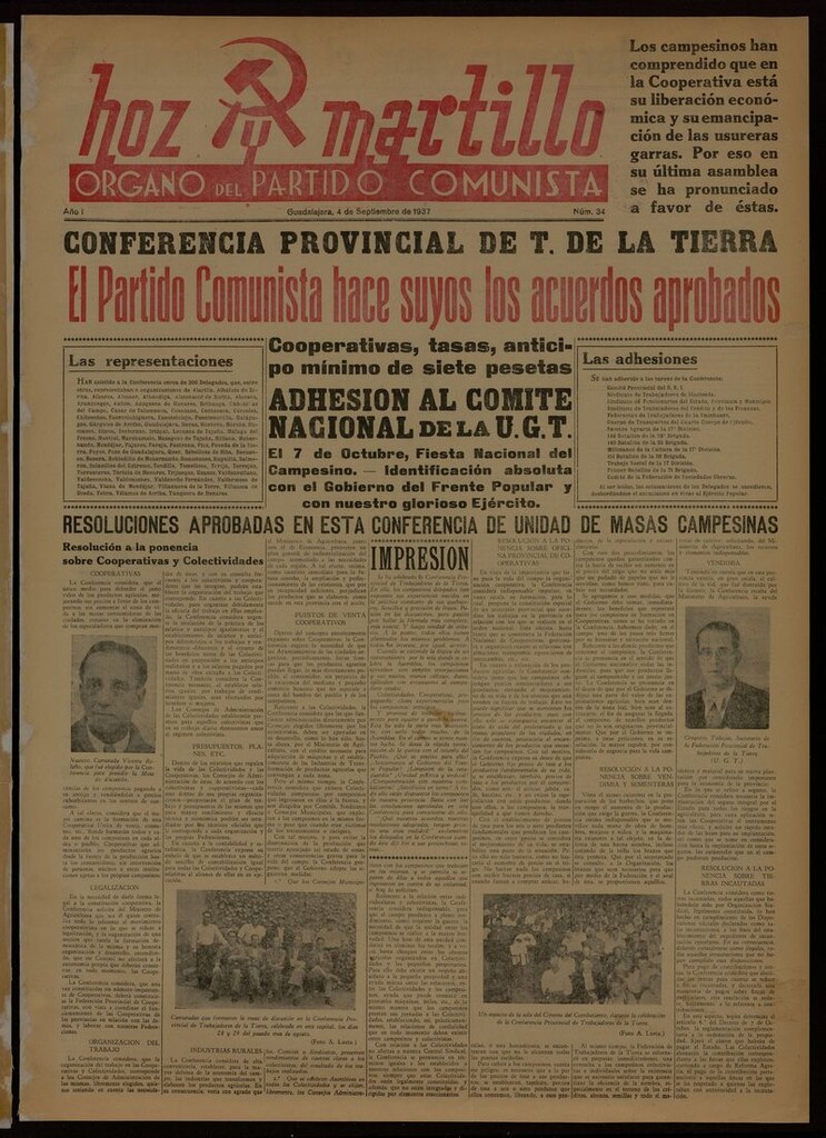 Miniatura de Hoz y Martillo (Guadalajara, 1937-1938) del 4 de septiembre de 1937