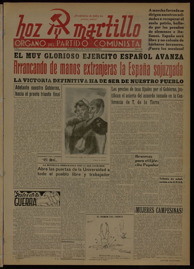Miniatura de Hoz y Martillo (Guadalajara, 1937-1938) del 11 de septiembre de 1937