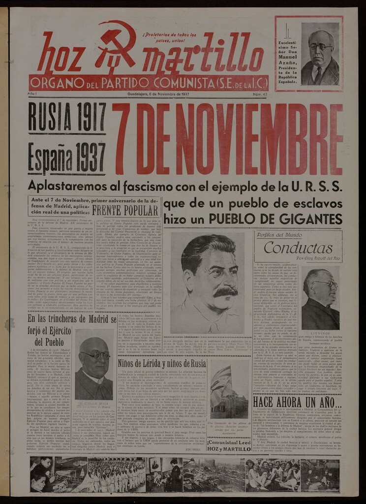 Miniatura de Hoz y Martillo (Guadalajara, 1937-1938) del 6 de noviembre de 1937