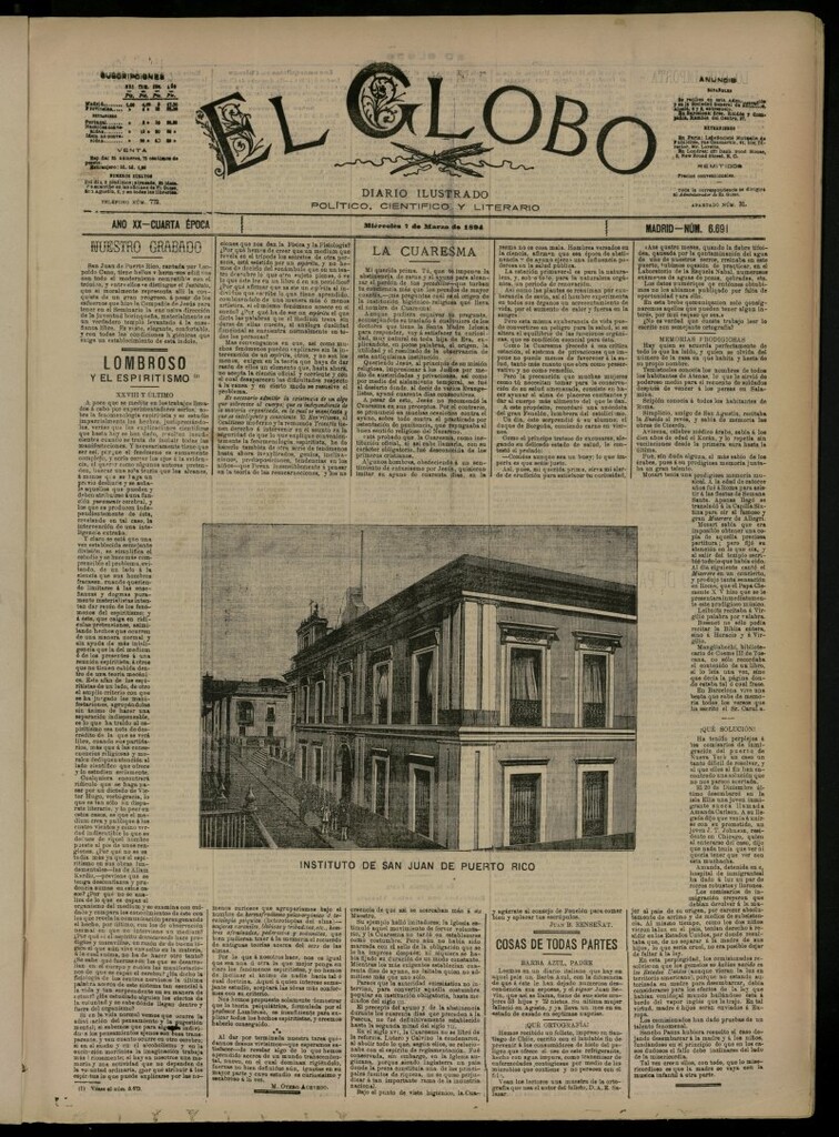 Miniatura de El Globo : diario ilustrado del 7 de marzo de 1894, nº 6691