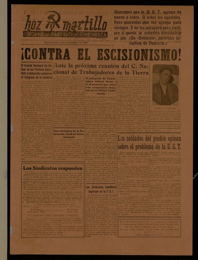 Miniatura de Hoz y Martillo (Guadalajara, 1937-1938) del 2 de diciembre de 1937