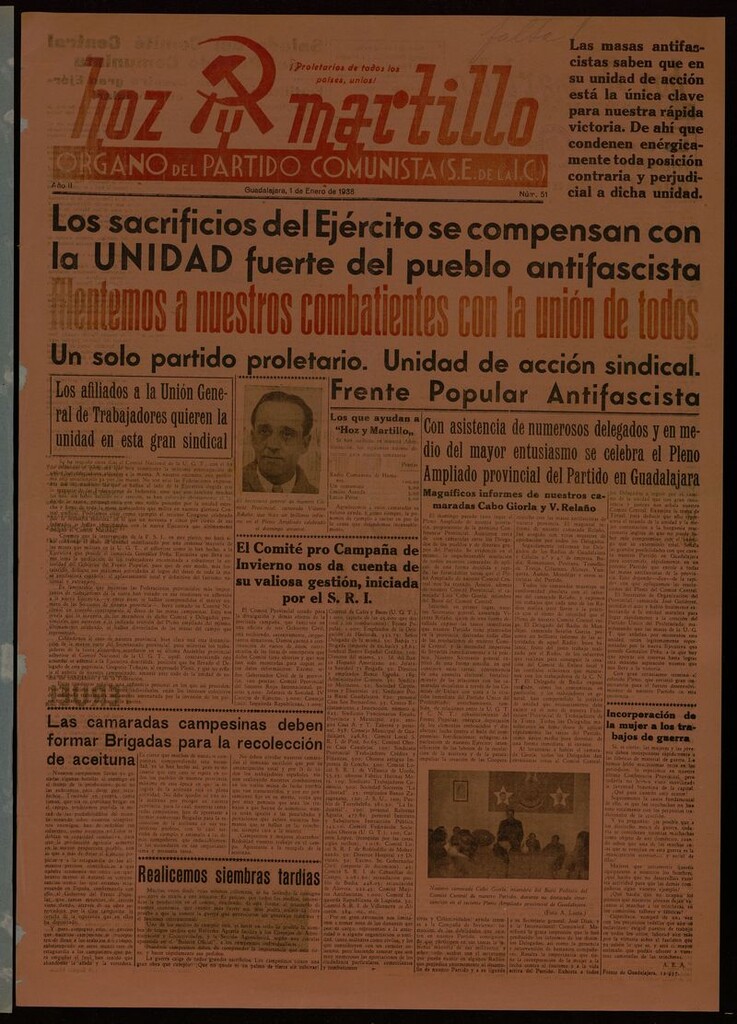 Miniatura de Hoz y Martillo (Guadalajara, 1937-1938) del 1 de enero de 1938