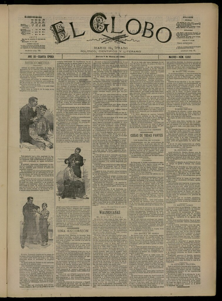 Miniatura de El Globo : diario ilustrado del 8 de marzo de 1894, nº 6692