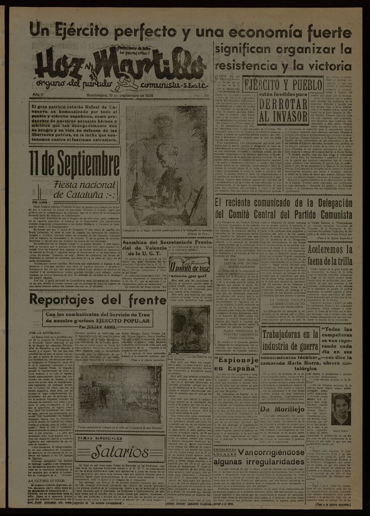 Miniatura de Hoz y Martillo (Guadalajara, 1937-1938) del 10 de septiembre de 1938