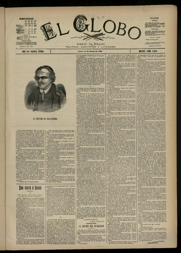 Miniatura de El Globo : diario ilustrado del 12 de marzo de 1894, nº 6696