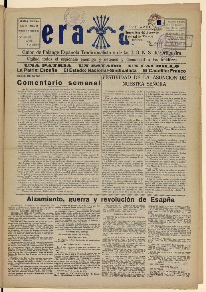 Miniatura de Era Azul del 19 de agosto de 1937