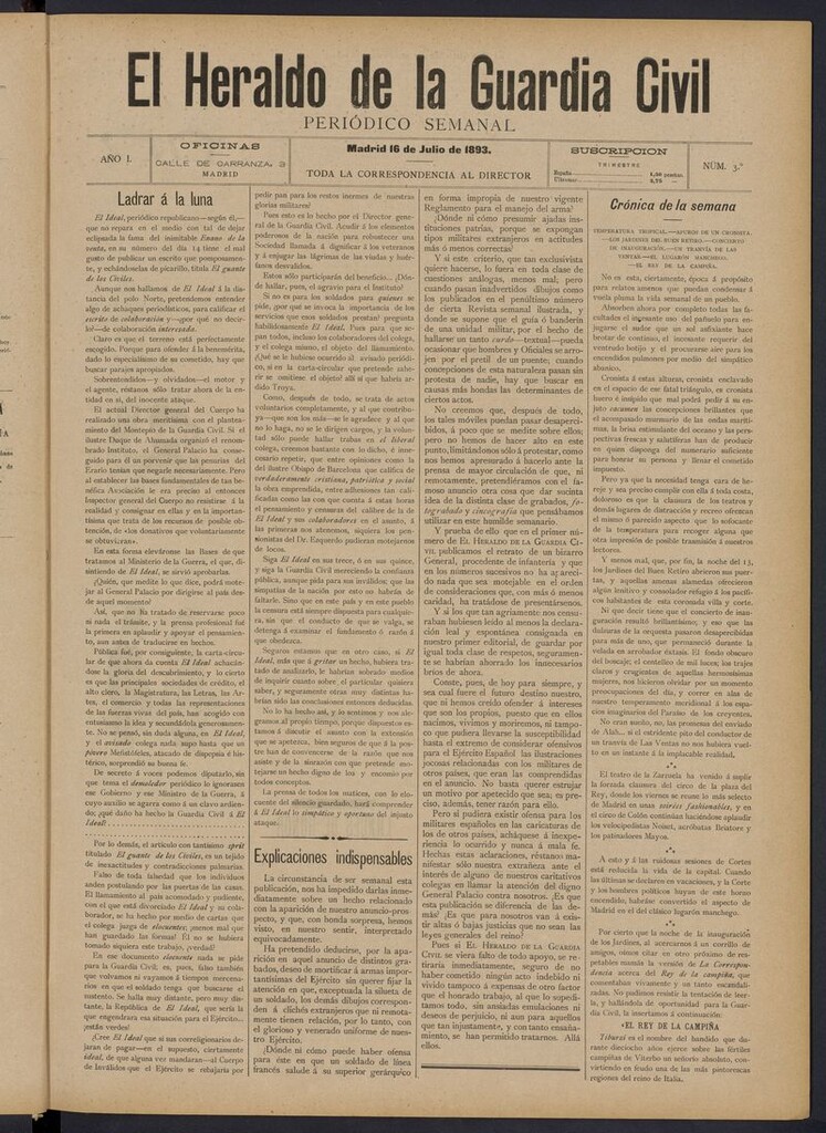 Miniatura de Heraldo de la Guardia Civil del 16 de julio de 1893