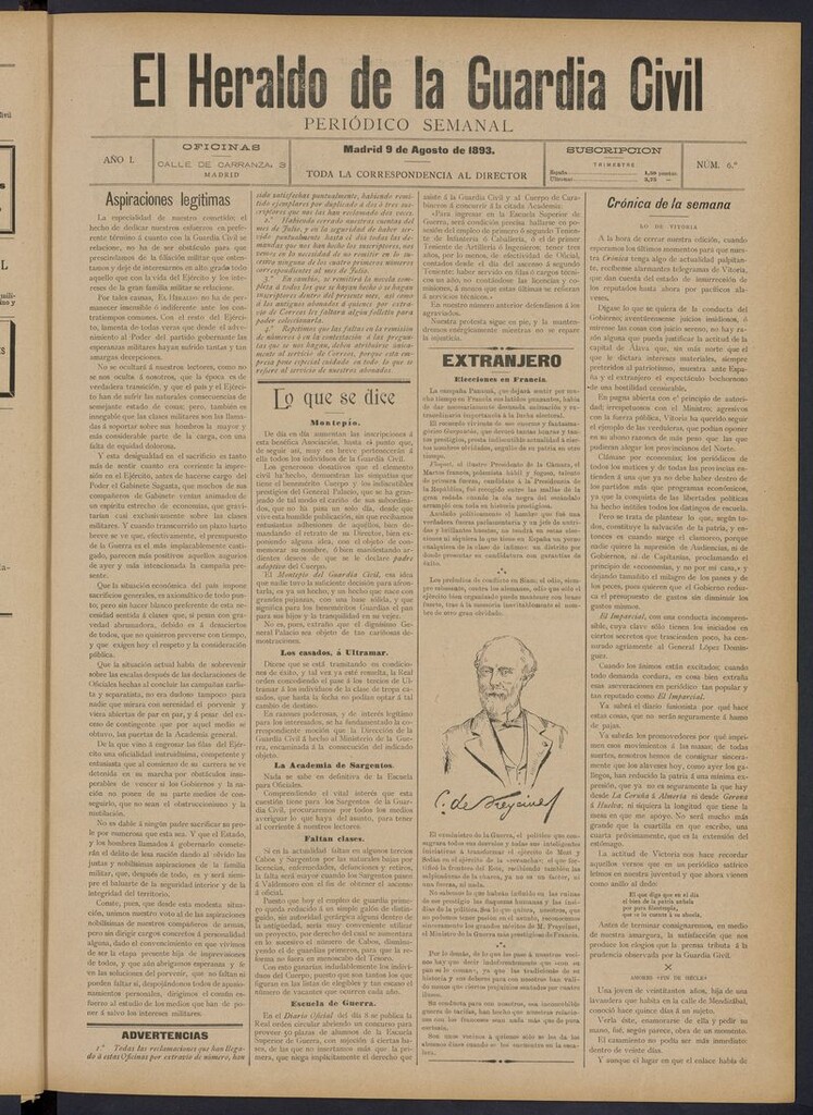 Miniatura de Heraldo de la Guardia Civil del 9 de agosto de 1893