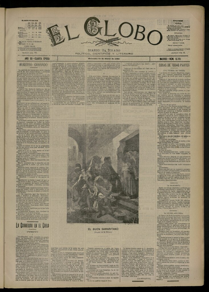 Miniatura de El Globo : diario ilustrado del 21 de marzo de 1894, nº 6705