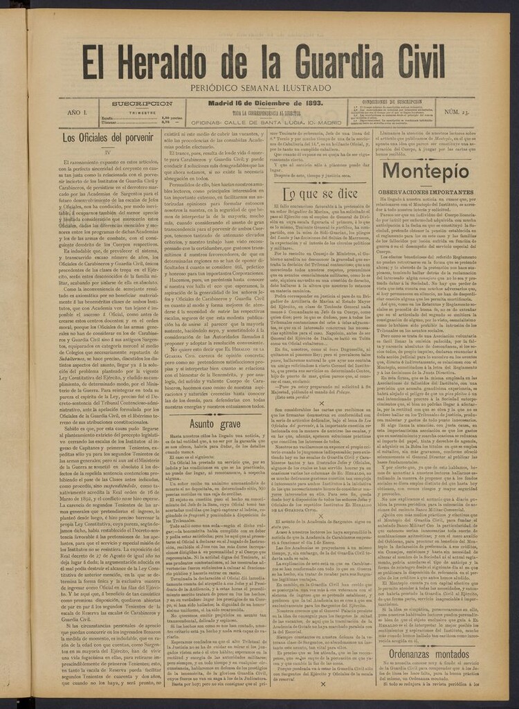 Miniatura de Heraldo de la Guardia Civil del 16 de diciembre de 1893